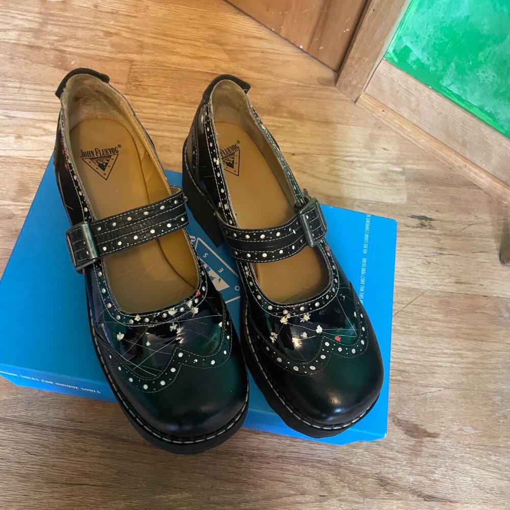 Black John Fluevog Lovely Lesage Mary Janes, sz 10.5 Chunky Platform, 90's, Punk - Picture 2 of 6